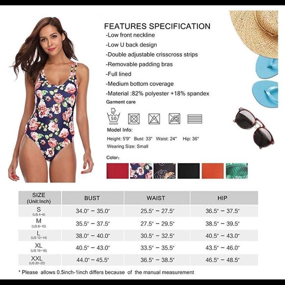 NWT Marinavida Floral Low Back One Piece Sz S - Picture 7 of 9